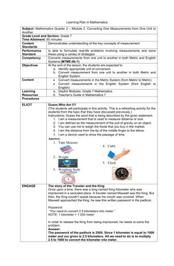 Unit Conversion Lesson Plan for Grade 7 | PDF | Litre | Gallon