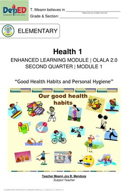ELEMENTARY ENHANCED LEARNING MODULE | OLALA 2.0 | HEALTH 1 
T. Meann believes in __________________________ 
 
 
 
Grade &