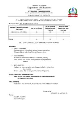 Cha-Ching Curriculum Report 2021 | PDF | Teachers | Curriculum