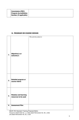 NEAP Standard Training Proposal Matrix | PDF | Curriculum | Sex Organ
