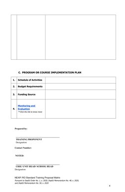 NEAP Standard Training Proposal Matrix | PDF | Curriculum | Sex Organ