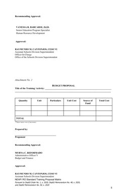 NEAP Standard Training Proposal Matrix | PDF | Curriculum | Sex Organ