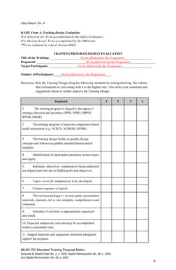 NEAP Standard Training Proposal Matrix | PDF | Curriculum | Sex Organ