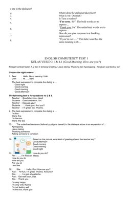 o are in the dialogue?
2.
Where does the dialogue take place?
3.
What is Mr. Dhomah?
4.
Is Tara a student?
5.
“I’m sorry, Sir