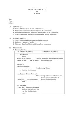 Minimizing Human Impact on Environment | PDF | Lesson Plan | Human ...