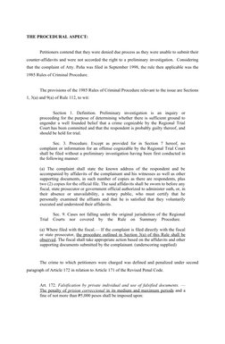 THE PROCEDURAL ASPECT:
Petitioners contend that they were denied due process as they were unable to submit their
counter-af