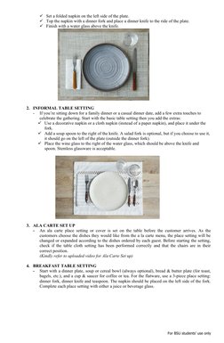 Table Setup Sop Basic Table Setup Guidelines | PDF | Tableware | Cuisine