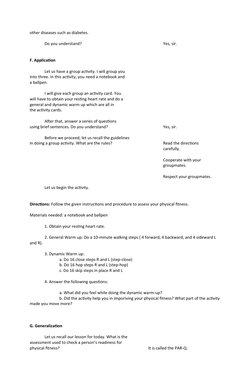 Grade 7 Physical Education Lesson Plan | PDF | Physical Fitness ...