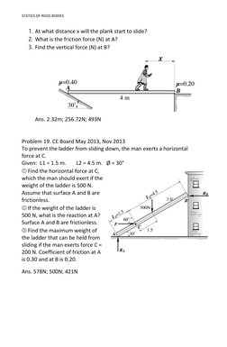 Statics of Rigid Bodies Problems | PDF | Force | Friction