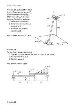 Statics of Rigid Bodies Problems | PDF | Force | Friction