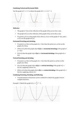 Combining Vertical and Horizontal Shifts
Use the graph of f (x )=x
2 to obtain the graph of h (x )=(x+1)
2−3.
Reflection
•
Th