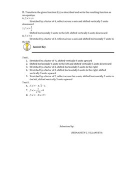 II. Transform the given function f(x) as described and write the resulting function as 
an equation.
6. f (x )=√x
Stretched b