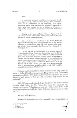 Decision 
10 
G.R. No. 200434 
xxxx 
A compromise agreement intended to resolve a matter already 
under litigation is a judic