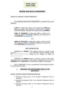 Design and Build Agreement Template | PDF | Architect | Bathroom