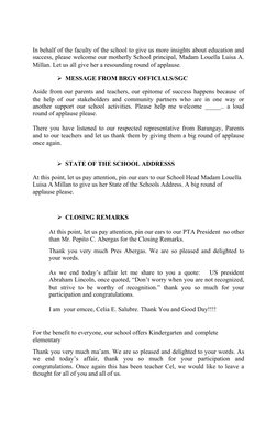 Moving Up Ceremony Program Script | PDF | Wellness