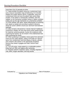 Endotracheal Suctioning Procedure Checklist | PDF | Catheter ...
