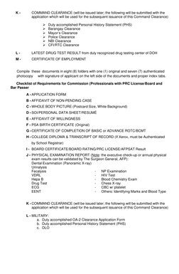 K - 
COMMAND CLEARANCE (will be issued later; the following will be submitted with the 
application which will be used for th