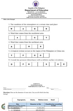 Grade 5 Science Performance Tasks Q4 | PDF | Behavior Modification ...