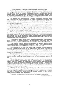 10 
 
 
Review: In Death of a Salesman,’ Arthur Miller words take on a new edge 
1Early in "Death of a Salesman," it is late