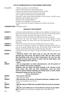 First Holy Communion Liturgy Guide | PDF | Eucharist | Lord's Prayer