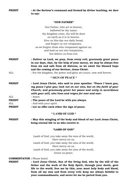 First Holy Communion Liturgy Guide | PDF | Eucharist | Lord's Prayer