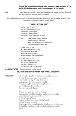 First Holy Communion Liturgy Guide | PDF | Eucharist | Lord's Prayer