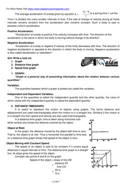 For More Notes Visit https://www.alqalamcoachingcenter.com/ 
The average acceleration of a body given by equation a = 
Vf – V
