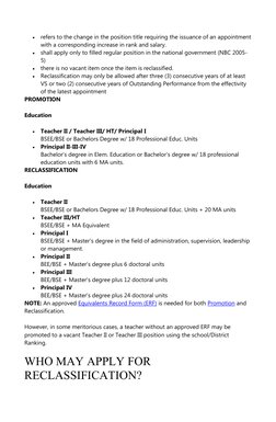DepEd Reclassification Guidelines 2025 | PDF | Bachelor's Degree | Teachers