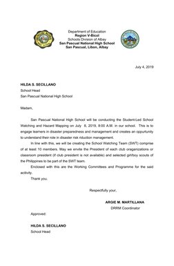 Department of Education
Region V-Bicol
Schools Division of Albay
San Pascual National High School
San Pascual, Libon, Albay
J