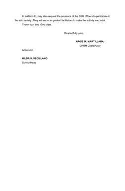 In addition to, may also request the presence of the SSG officers to participate in
the said activity. They will serve as gui