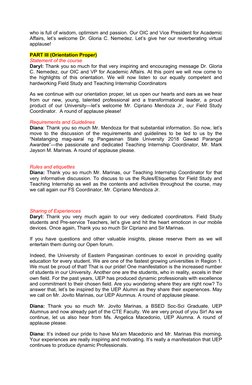 who is full of wisdom, optimism and passion. Our OIC and Vice President for Academic
Affairs, let’s welcome Dr. Gloria C. Nem