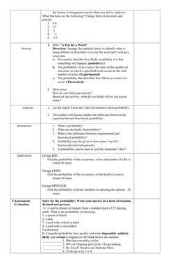Annotated Math Lesson Plan for Grade 6 | PDF | Learning | Probability