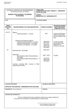 NAP Form No. 3: Records Disposal Request | PDF | Business | Accounting