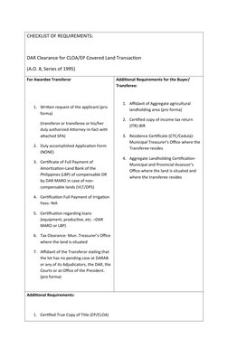 Dar Forms.pdf DAR Clearance Requirements Checklist | PDF | Affidavit | Notary Public