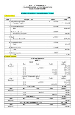 Accounting Cycle Exercises and Solutions | PDF | Debits And Credits ...