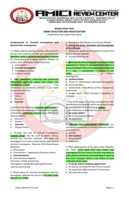 Amici Review Center
Page 1
Fundamentals of Criminal Investigation and
Special Crime Investigation