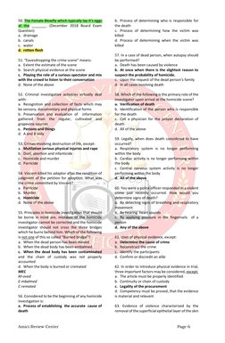 Amici Review Center
Page 6
50. The Female Blowfly which typically lay it’s eggs
at the _______. (December