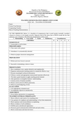 Teaching Demo Observation Guide | PDF | Teaching Method | Lesson Plan