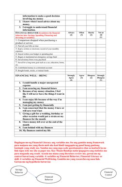 Financial Management Behavior Survey for GOCCs | PDF | Economies | Money