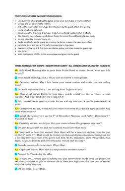 Hotel Reservation Procedure Guide | PDF