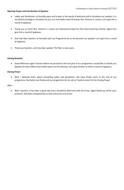Emcee Script for Teacher's Seminar | PDF