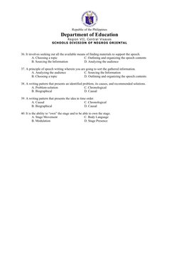 Grade 11 Oral Communication Test Key | PDF | Communication | Cognitive ...