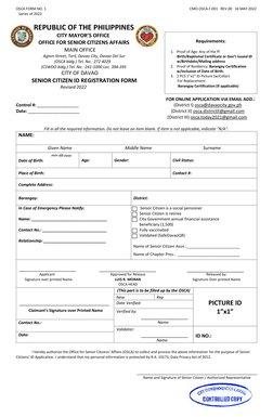 Osca Number OSCA Senior Citizen ID Registration Form | PDF | Authentication ...