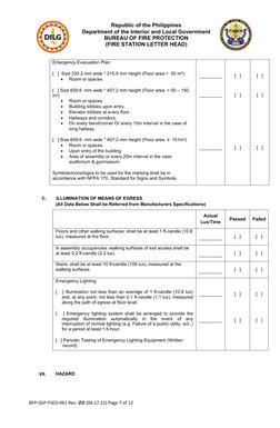 Fire Safety Inspection Checklist BFP | PDF | Stairs | Fire Sprinkler System