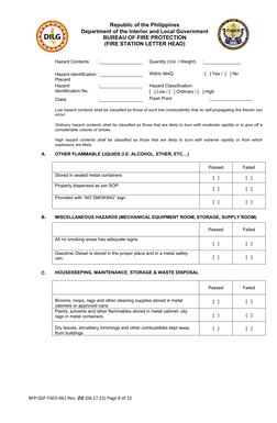 Fire Safety Inspection Checklist BFP | PDF | Stairs | Fire Sprinkler System