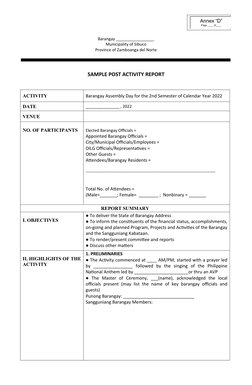 Barangay Assembly Day Program 2022 | PDF