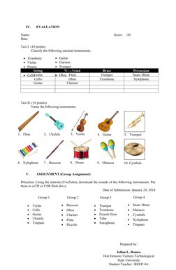 MAPEH VI: Musical Instruments Lesson Plan | PDF | Brass Instruments ...