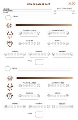 HOJA DE CATA DE CAFÉ 
NOMBRE:................................................................................................