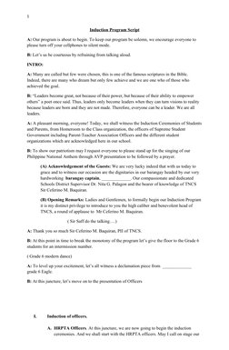 Induction Program Script for Officers | PDF | Educational Organizations