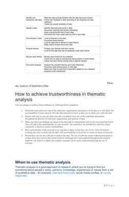 Them
atic Analysis of Qualitative Data
How to achieve trustworthiness in thematic 
analysis
You can manage to achieve trustwo